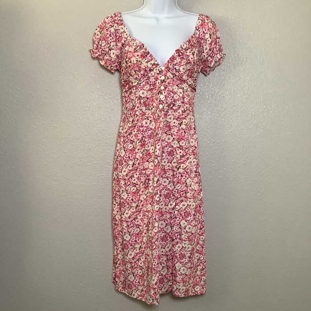 Hello Molly‎ Stunning Stella Midi Dress Pink M Cottagecore Coquette Feminine